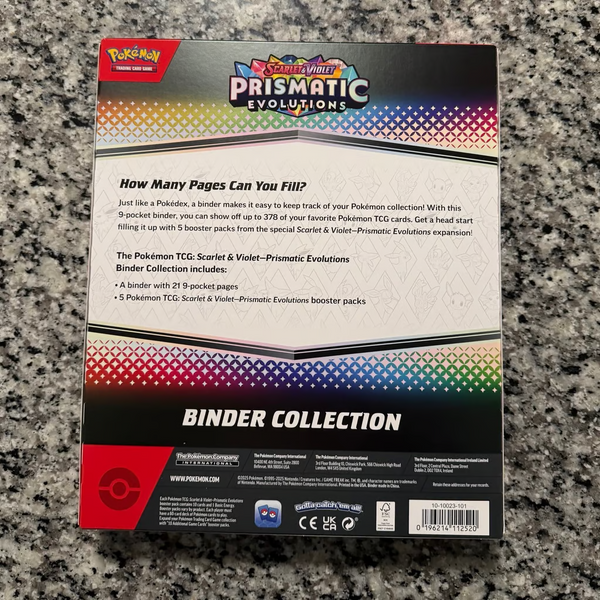 Scarlet & Violet Prismatic Evolutions Binder Collection [5 Booster Packs & Binder with 20x 9-Pocket Pages]