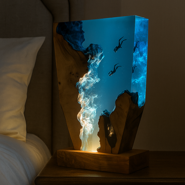 Diver frozen in light, Night Light, Scuba Diving Deep Sea Exploration（ Best Gift 🎁 ）
